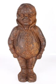 1920'S RARE FIGURAL TWEEDLEDUM CAST IRON ANDIRON