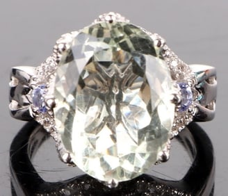 LARGE 11X16MM AQUAMARINE STERLING SILVER RING