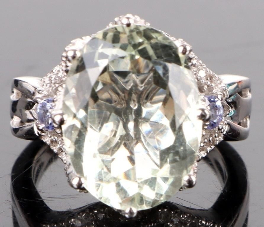 LARGE 11X16MM AQUAMARINE STERLING SILVER RING