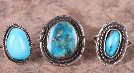 STERLING SILVER TURQUOISE SOUTHWEST-STYLE RINGS