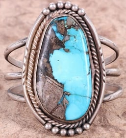 LARGE 55MM SOUTHWEST TURQUOISE STERLING CUFF