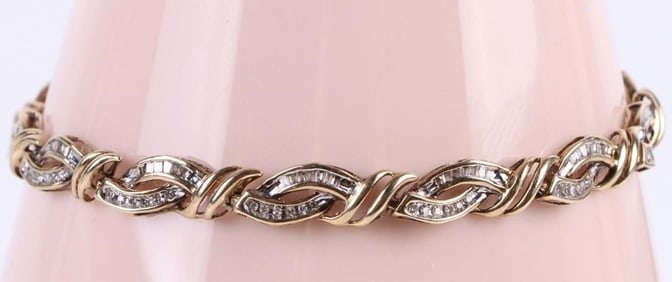 10K YELLOW GOLD DIAMOND LADIES BRACELET