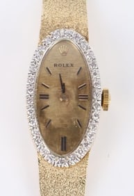 LADIES 14K GOLD & DIAMOND ROLEX 1970'S ERA 27MM