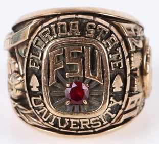 10K YELLOW GOLD RUBY FSU 1979 MEN'S FOOTBALL RING