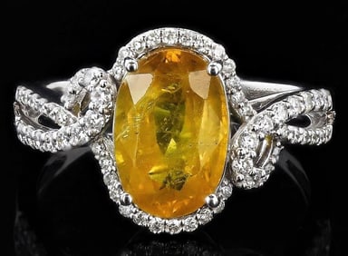 3.09CT YELLOW SAPPHIRE & 0.38CTW DIA 14K GOLD RING