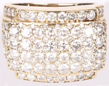 LARGE 14K YELLOW GOLD DIAMOND MEN'S RING
