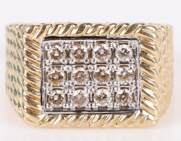 ~0.75 CTW DIAMOND 14KT. GOLD BRAIDED MENS RING