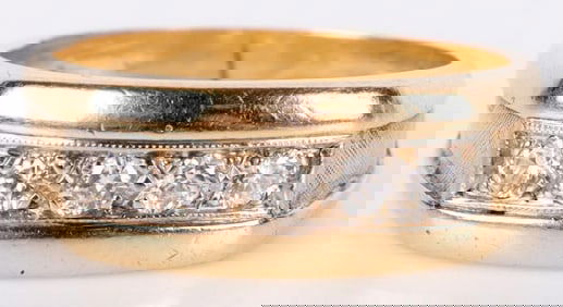 14K YELLOW GOLD 5-DIAMOND MEN'S UNISEX RING