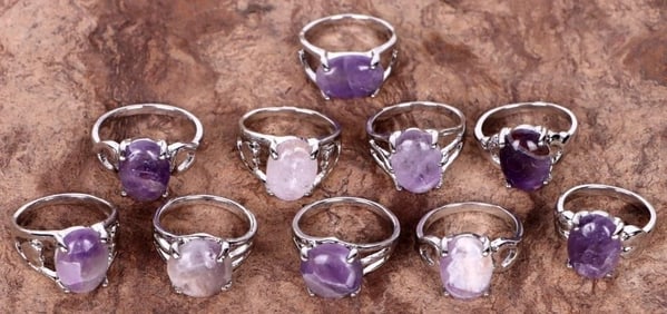 GENUINE AMETHYST MEN'S & LADIES RINGS (10)