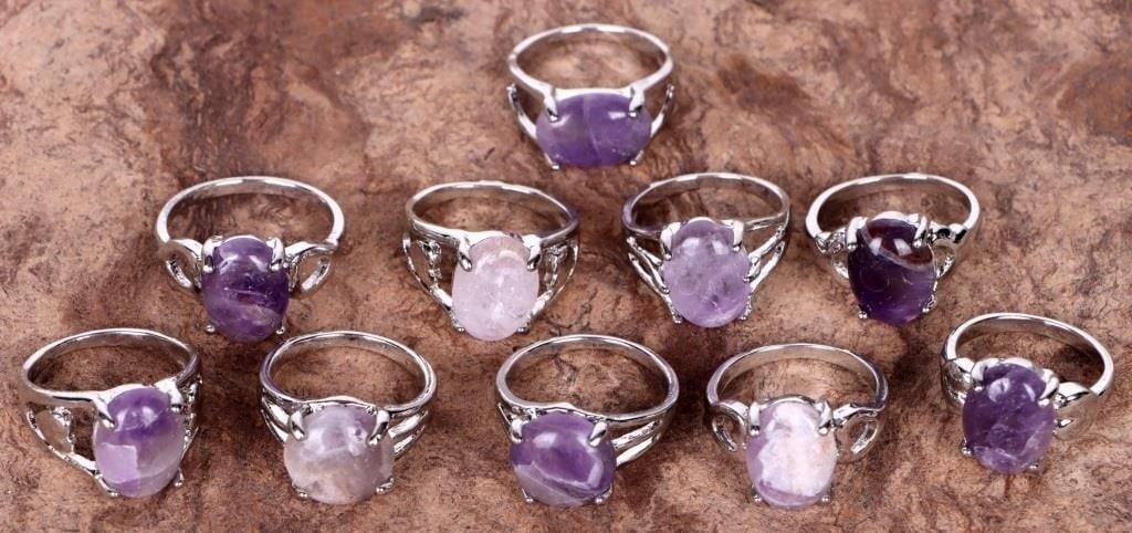GENUINE AMETHYST MEN'S & LADIES RINGS (10) (1 of 1)