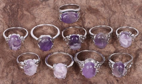 GENUINE AMETHYST MEN'S & LADIES RINGS (10)