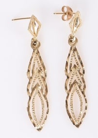 14K YELLOW OLD LADIES DANGLE EARRINGS