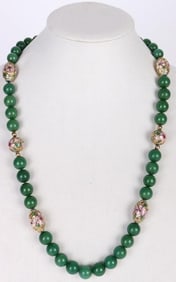 IMPERIAL JADE CLOISONNE FLOWER LADIES NECKLACE