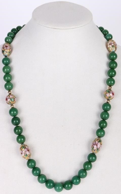IMPERIAL JADE CLOISONNE FLOWER LADIES NECKLACE (1 of 3)