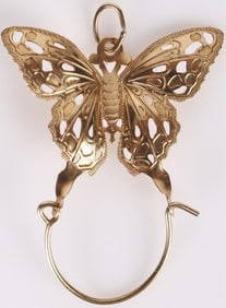 14K YELLOW GOLD LADIES BUTTERFLY PENDANT