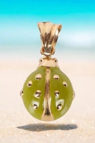 18K GOLD & ENAMEL YELLOW LADYBUG PENDANT