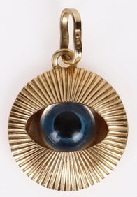 18K YELLOW GOLD EVIL EYE LADIES PENDANT