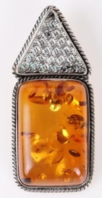 LORI BONN STERLING SILVER AMBER PENDANT