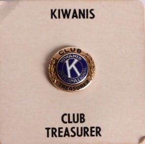 14KT. GOLD KIWANIS CLUB TREASURER SCREW-ON PIN