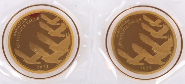 2022 FINE GOLD AMERICAN QUINTUPLE $25 EAGLES - (2)