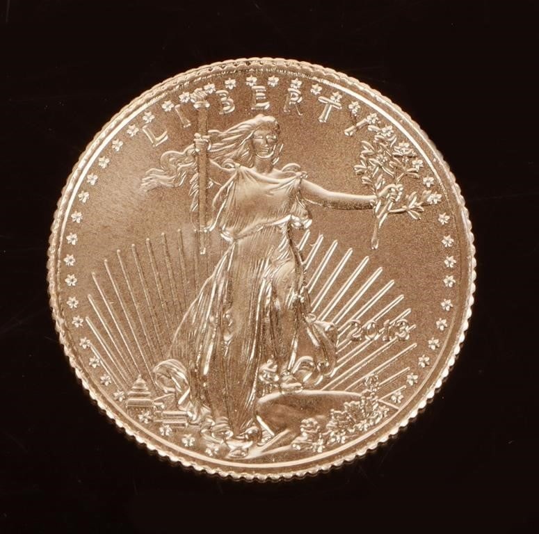 2013 P $5 AMERICAN GOLD EAGLE BU 0.1 OZ GOLD COIN (1 of 2)