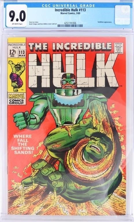 INCREDIBLE HULK #113 CGC 9.0 MARVEL COMIC BOOK (1 of 4)