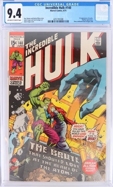 INCREDIBLE HULK #140 CGC 9.4 - 1ST JARELLA (1 of 4)