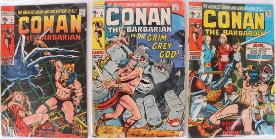 CONAN THE BARBARIAN #2, 3, & 4 MARVEL 1970