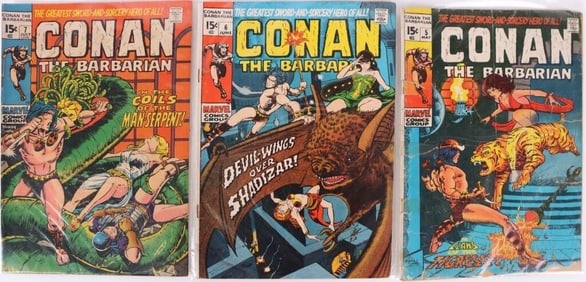 CONAN THE BARBARIAN #5, 6, & 7 MARVEL 1971