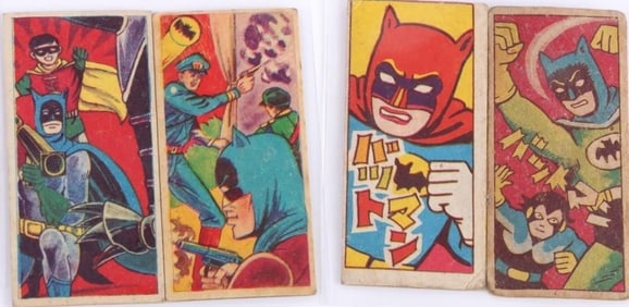 BATMAN JAPANESE MENKO CARDS (4) - 1960'S VINTAGE