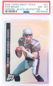 2006 CHROME BLACK REF. TOPPS TOM BRADY #21 PSA 8