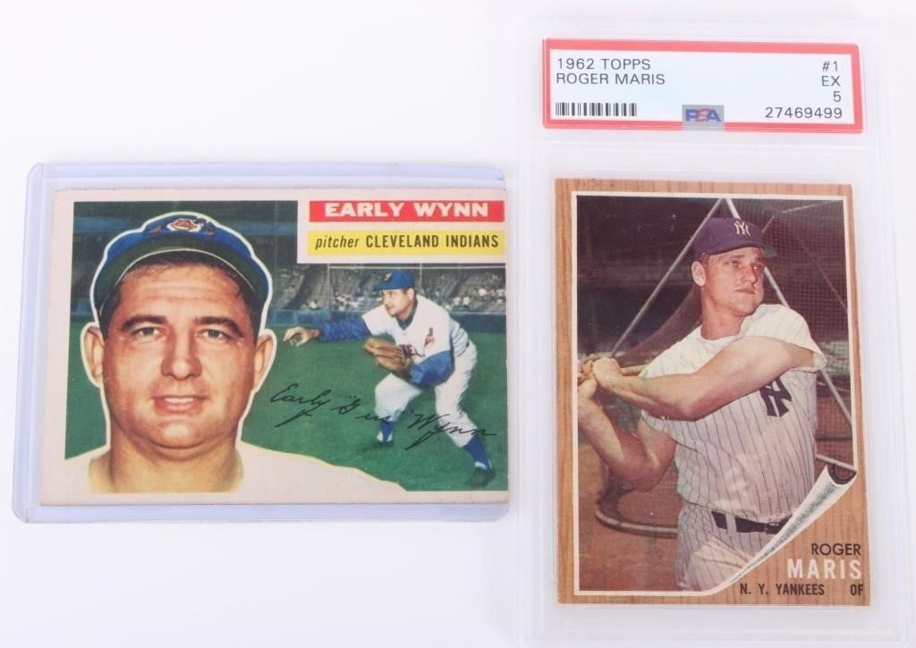 TOPPS 1962 ROGER MARIS PSA 5 + 1956 EARLY WYNN (1 of 5)