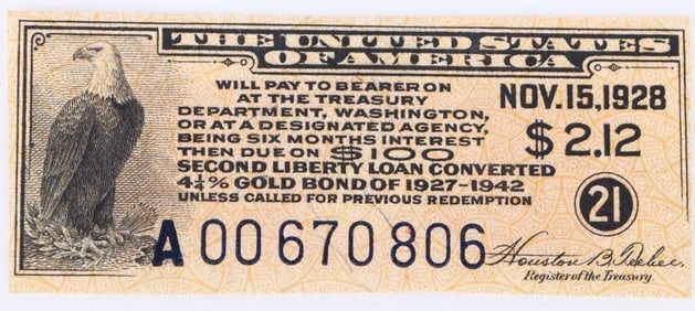 1927 GOLD BEARER BOND 4.25% GOLD BOND