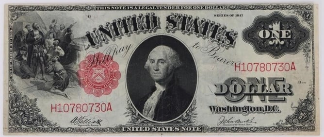 1917 FR. 38 $1 'SAWHORSE REVERSE' US BANKNOTE