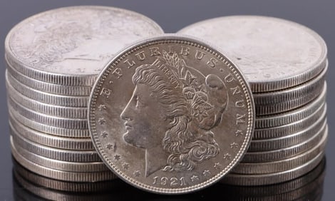 1921 MORGAN SILVER DOLLAR $1 ROLL - (20 COINS)
