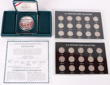 ASSORTED U.S. MERCURY DIMES & COMMEMORATIVE COINS