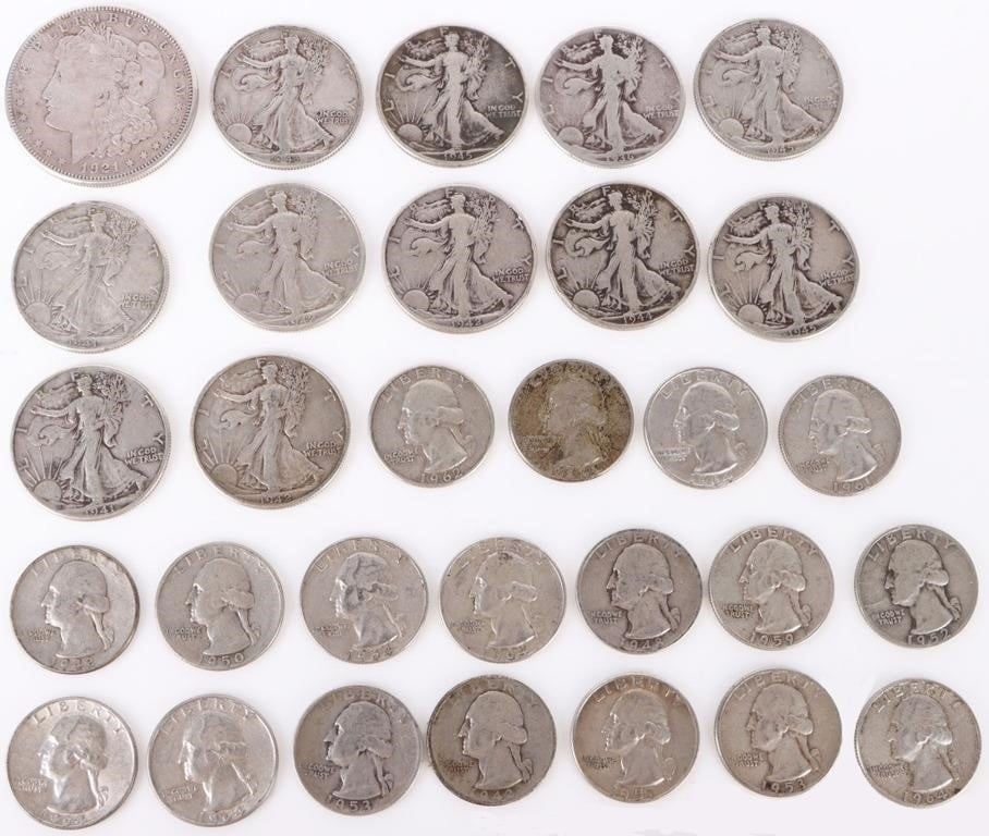 ASSORTED 0.9 SILVER U.S. COINAGE - (30) (1 of 7)