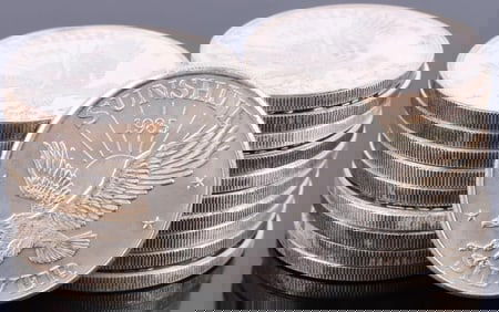 ROLL OF 20 FINE SILVER SUNSHINE 1 TROY OZ ROUNDS