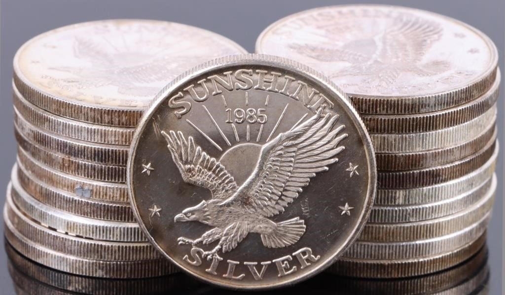 ROLL OF 20 FINE SILVER SUNSHINE 1 TROY OZ ROUNDS (1 of 3)