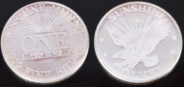 ROLL OF 20 FINE SILVER SUNSHINE 1 TROY OZ ROUNDS