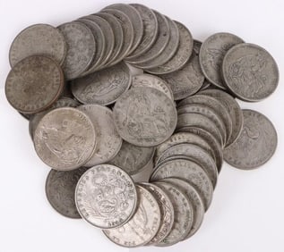 50% SILVER PERUVIAN 1/2 SOL COIN COLLECTION - (47)