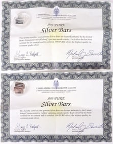 US COMMEMORATIVE GALLERY .999 FINE SILVER BARS