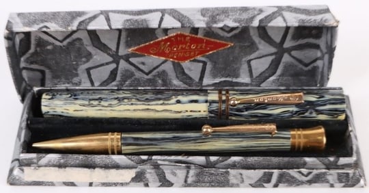 THE MORTON PEN GREEN/BLUE MARBLE EXECUTIVE SET
