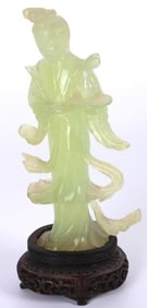 LIGHT GREEN JADE CHINESE CARVED FIGURE