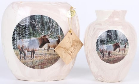 ST. HELENS ASH WARE COUGAR WA. CERAMIC VASES