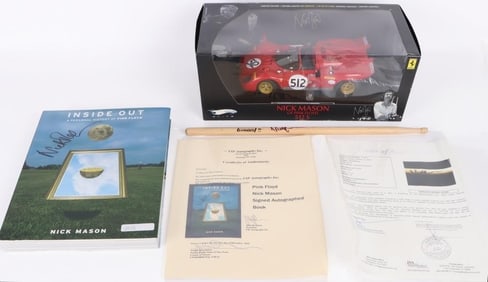 NICK MASON SIGNED BOOK, MODEL FERRARI 512-S, & DS