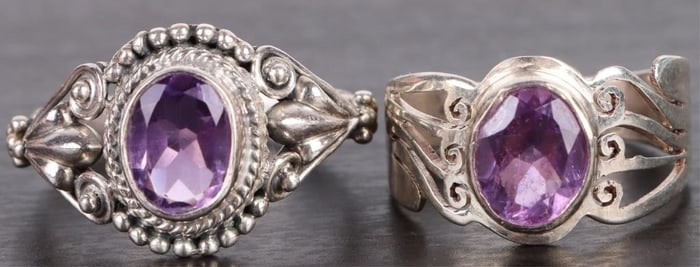 GENUINE AMETHYST LADIES STERLING SILVER RINGS
