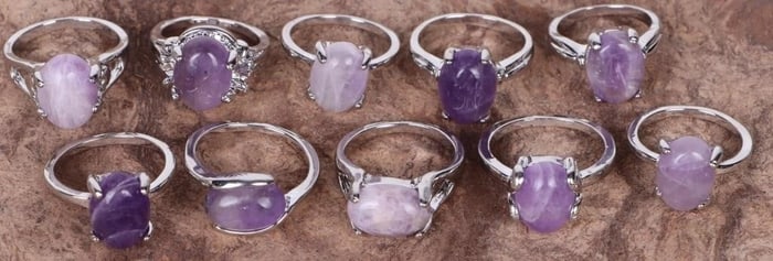 GENUINE AMETHYST MEN'S & LADIES RINGS (10)