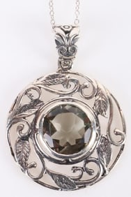 5CT GREEN AMETHYST VINTAGE ART NOUVEAU NECKLACE