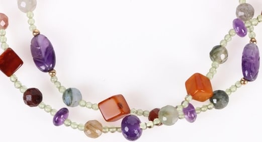 14K YELLOW GOLD AMETHYST QUARTZ LADIES NECKLACE